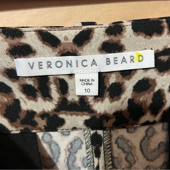 Veronica Beard | Lago Trouser Pants Tailored Pintuck Leopard Print Size 10 - Picture 3 of 12